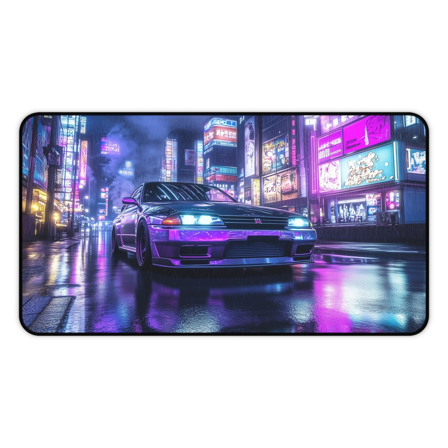 Nissan R32 Skyline Gaming Mouse Pad - Futuristic Cyberpunk Neon City Desk Mat for Smooth, Precise Mouse Movement