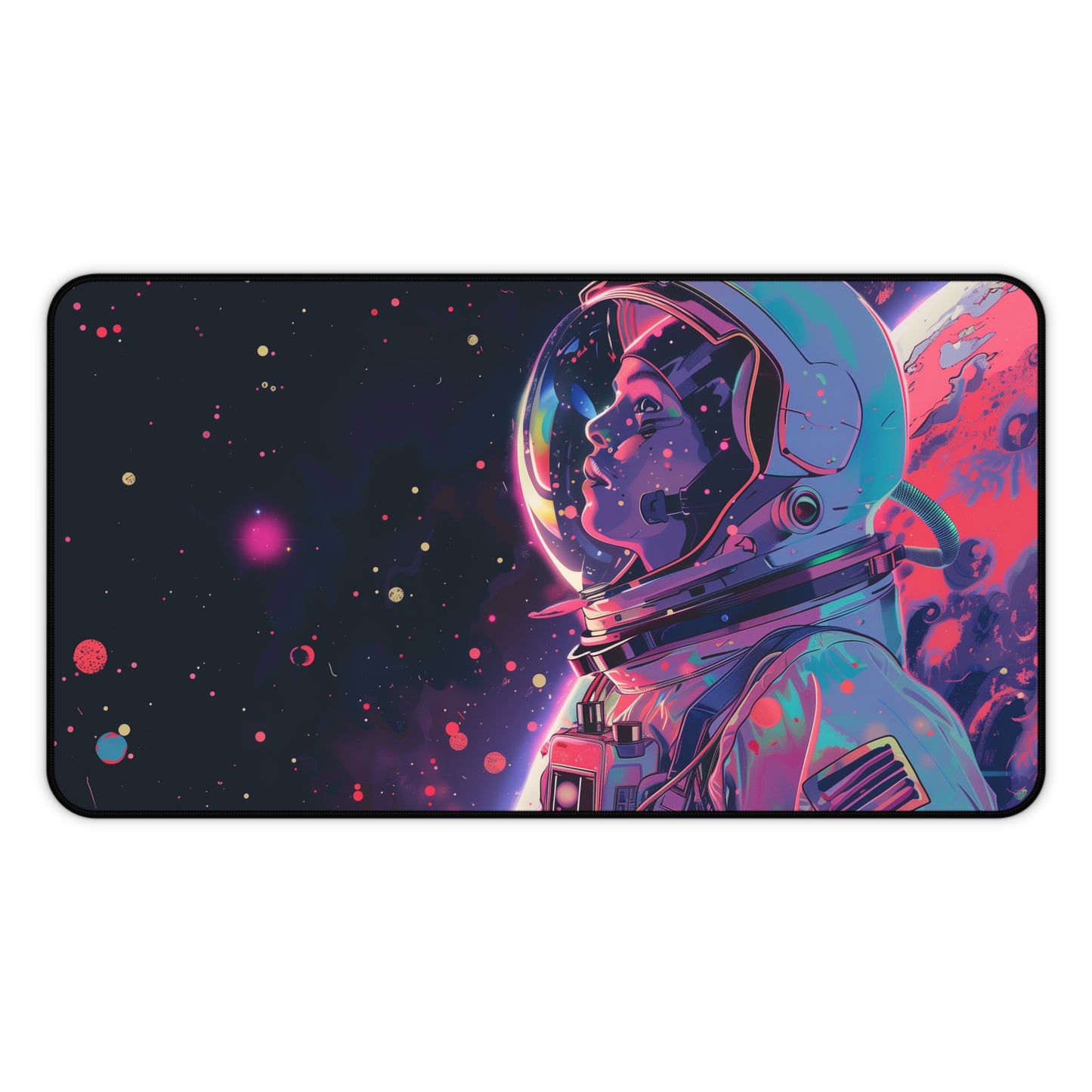 Vibrant Astronaut Mouse Mat - Cosmic Space Explorer Galaxy Design