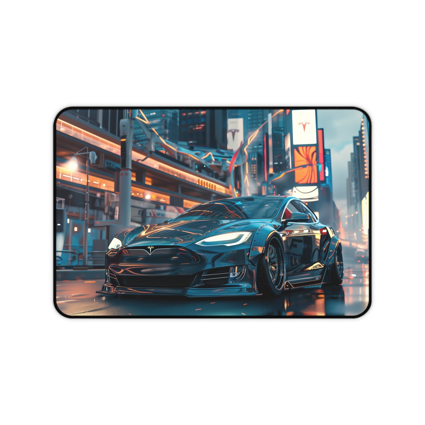 Large Tesla Model S Widebody Mouse Mat - Futuristic City