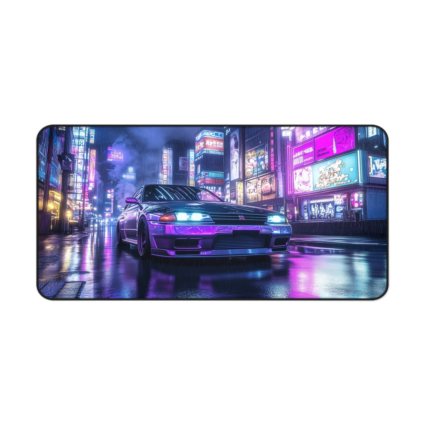 Nissan R32 Skyline Gaming Mouse Pad - Futuristic Cyberpunk Neon City Desk Mat for Smooth, Precise Mouse Movement