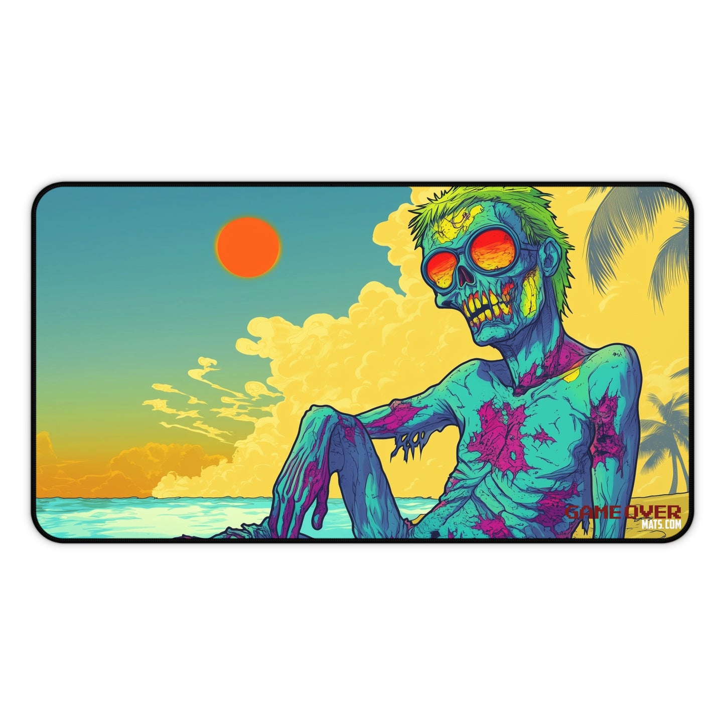 Zombie Sunbathing Beach Gaming Mat | Cartoon Zombie Desk Mat