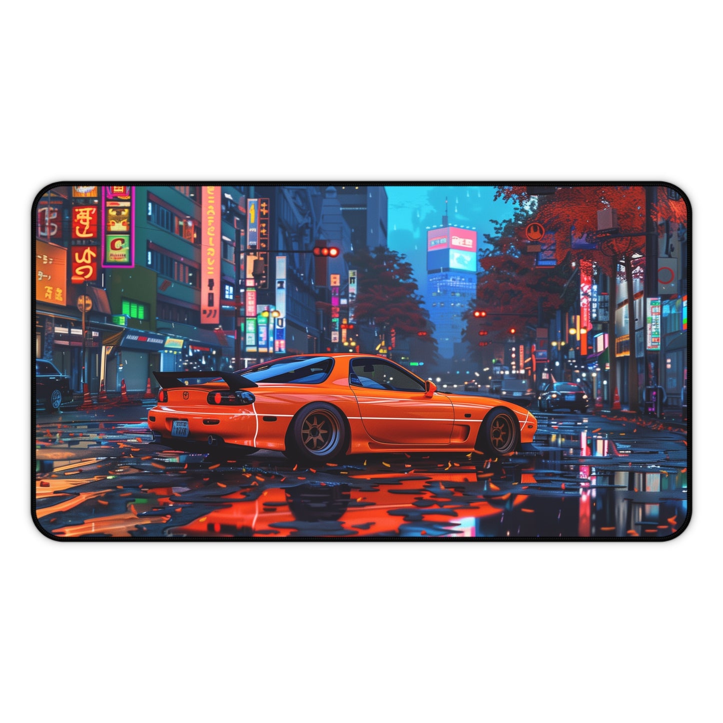 Mazda RX7 Third Generation Mouse Mat | Vibrant City Backdrop Design