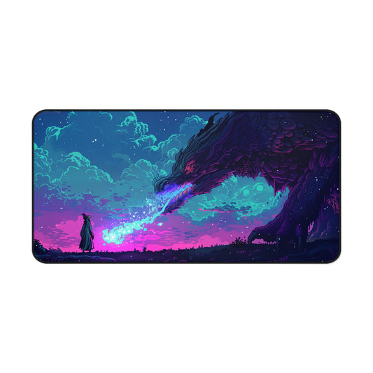 Magical Encounter - Desk Mat: Wizard and Dragon Retro Fantasy