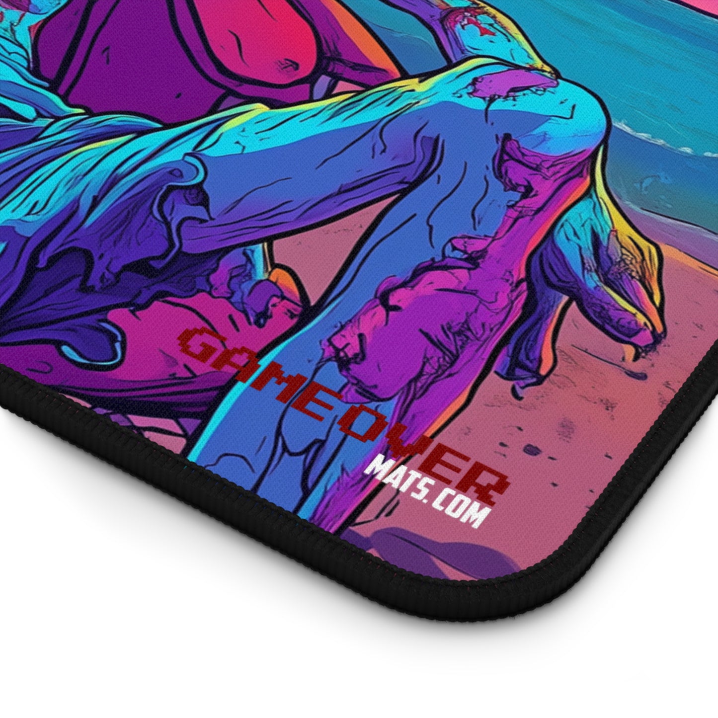 Vibrant Cartoon Zombie Beach Mouse Mat | Unique Zombie Sunbathing