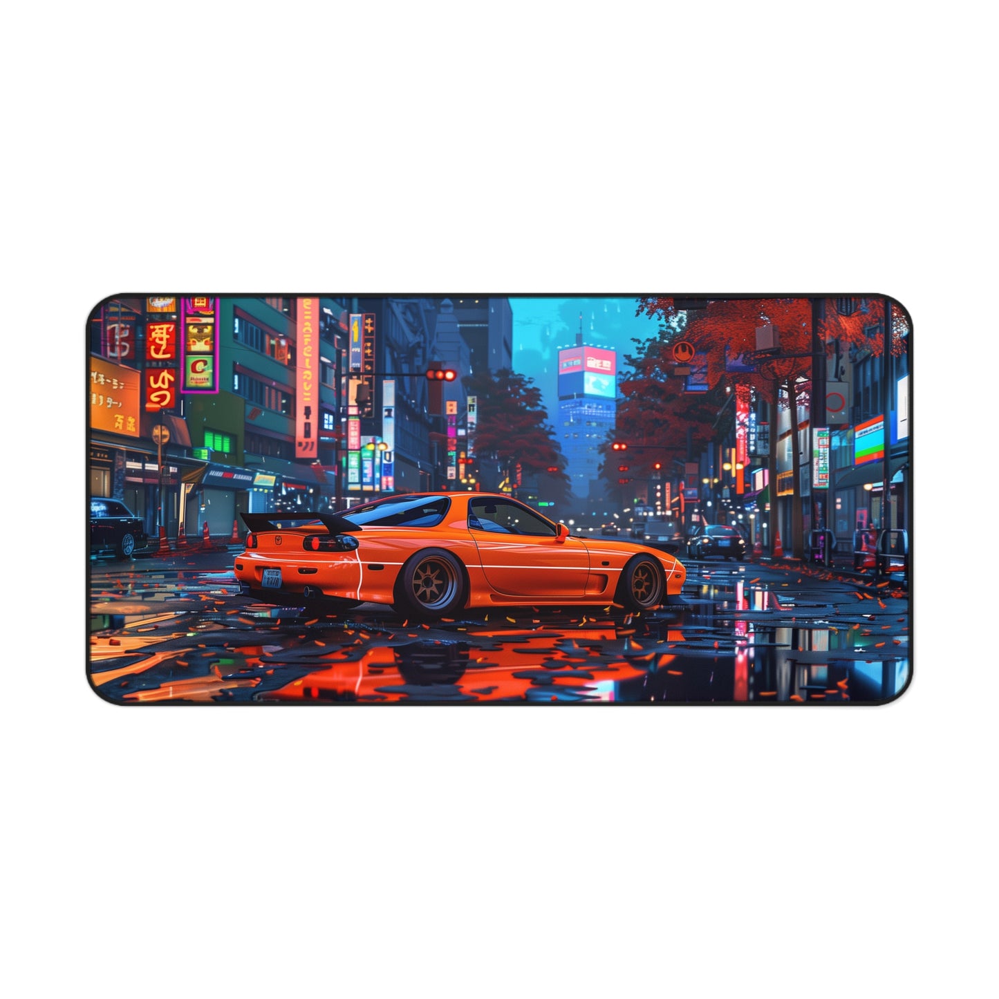 Mazda RX7 Third Generation Mouse Mat | Vibrant City Backdrop Design