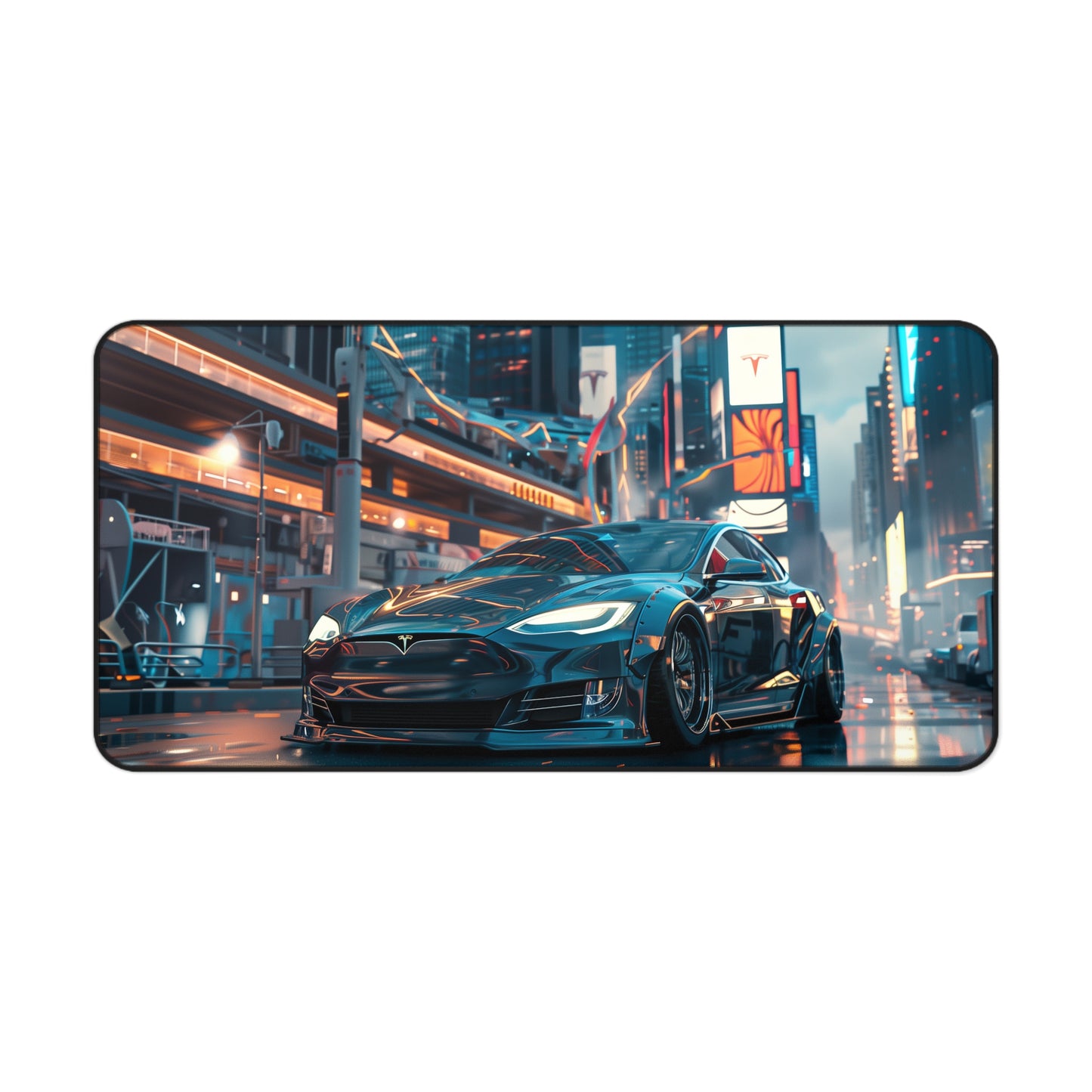 Large Tesla Model S Widebody Mouse Mat - Futuristic City