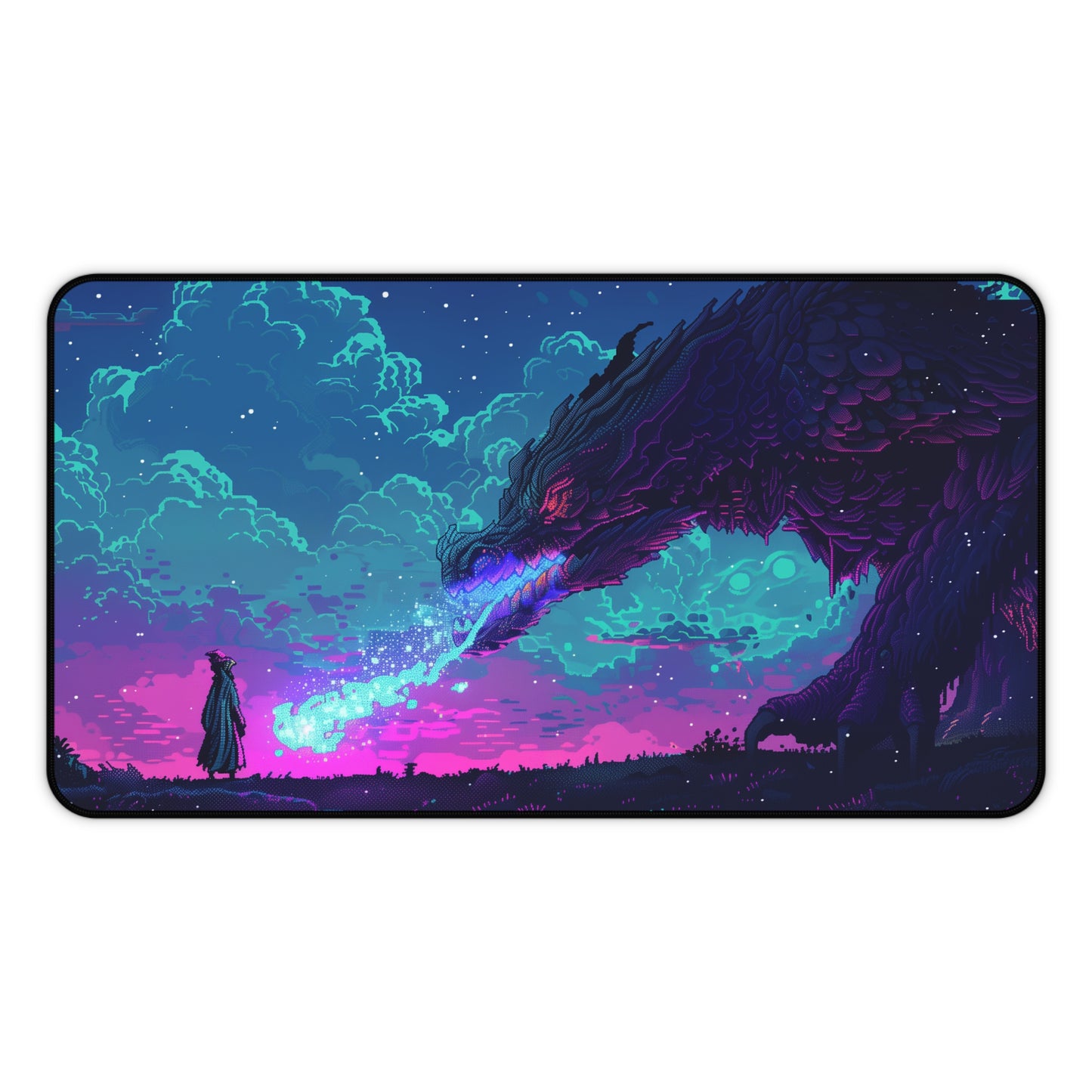 Magical Encounter - Desk Mat: Wizard and Dragon Retro Fantasy