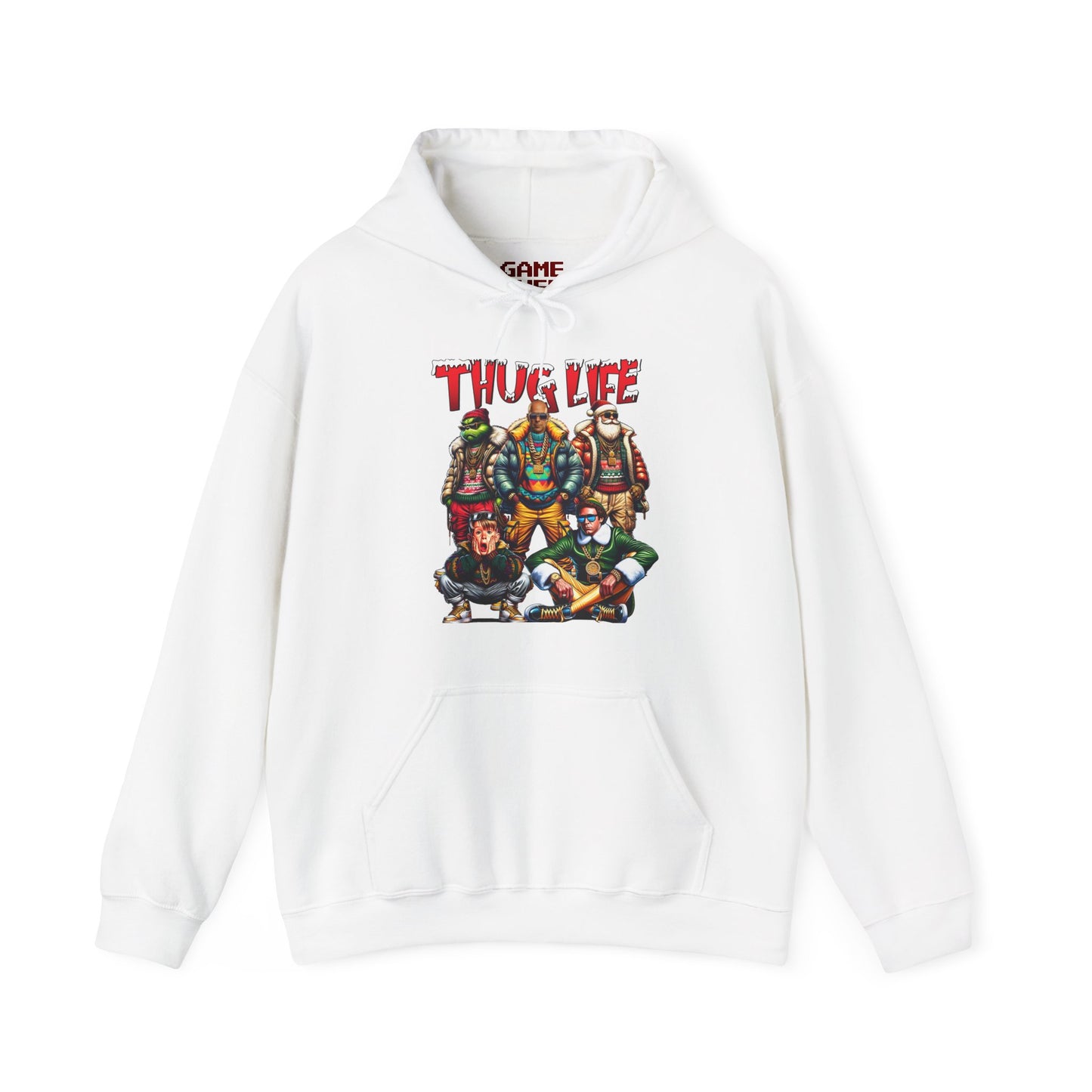 Christmas Thug Life Hoodie - Grinch, Bruce Willis, Kevin McCallister, Elf, Santa Claus - Funny Ugly Holiday Sweater, Xmas Party Shirt