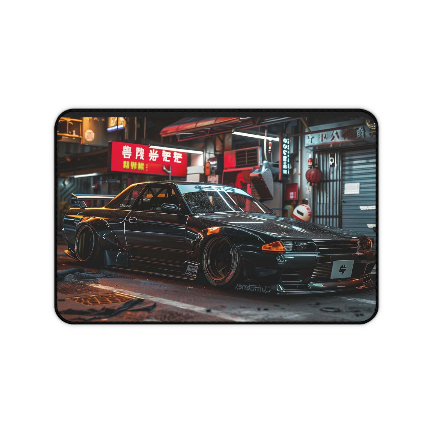 Black Nissan R32 Skyline Mouse Mat with Body Kit - Asian City Design