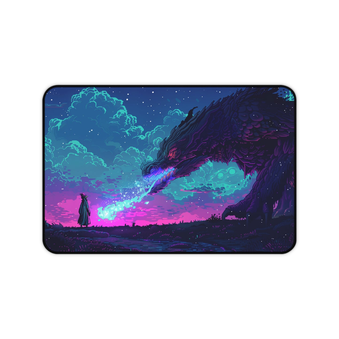 Magical Encounter - Desk Mat: Wizard and Dragon Retro Fantasy