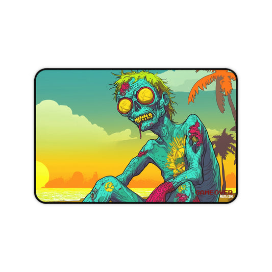 Large Gaming Mouse Mat with Cartoon Zombie | Sunbathing Beach Desk Mat