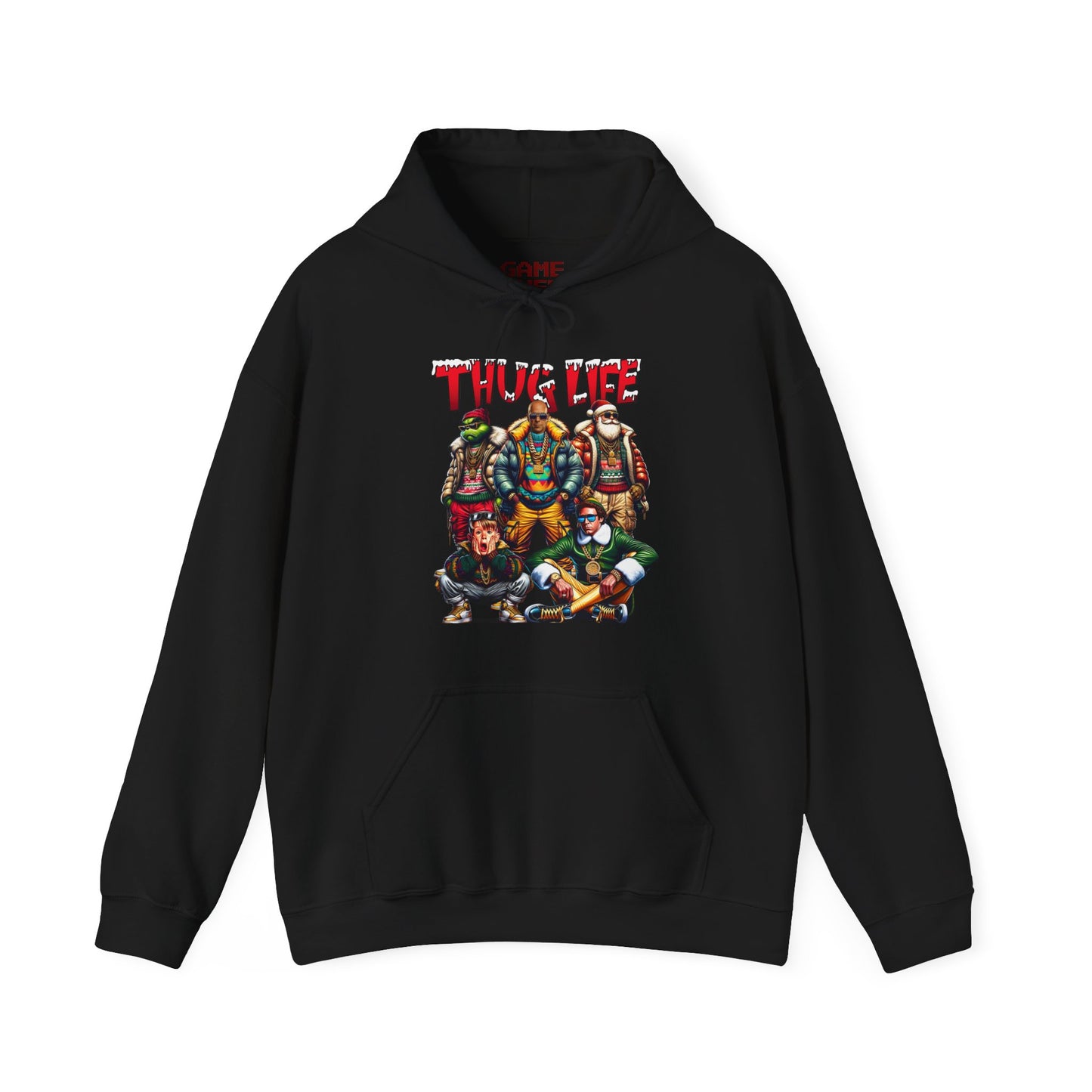 Christmas Thug Life Hoodie - Grinch, Bruce Willis, Kevin McCallister, Elf, Santa Claus - Funny Ugly Holiday Sweater, Xmas Party Shirt