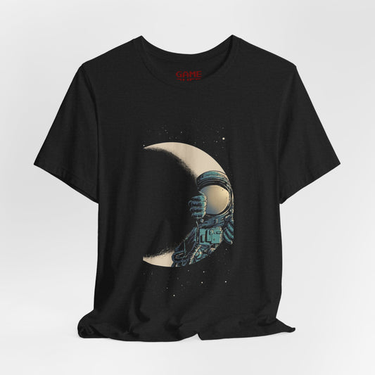 Astronaut Moving Moon Solar Eclipse T-Shirt Unisex Tee | Cosmic Space Art | Astronaut Peeking Through Sunlight Design