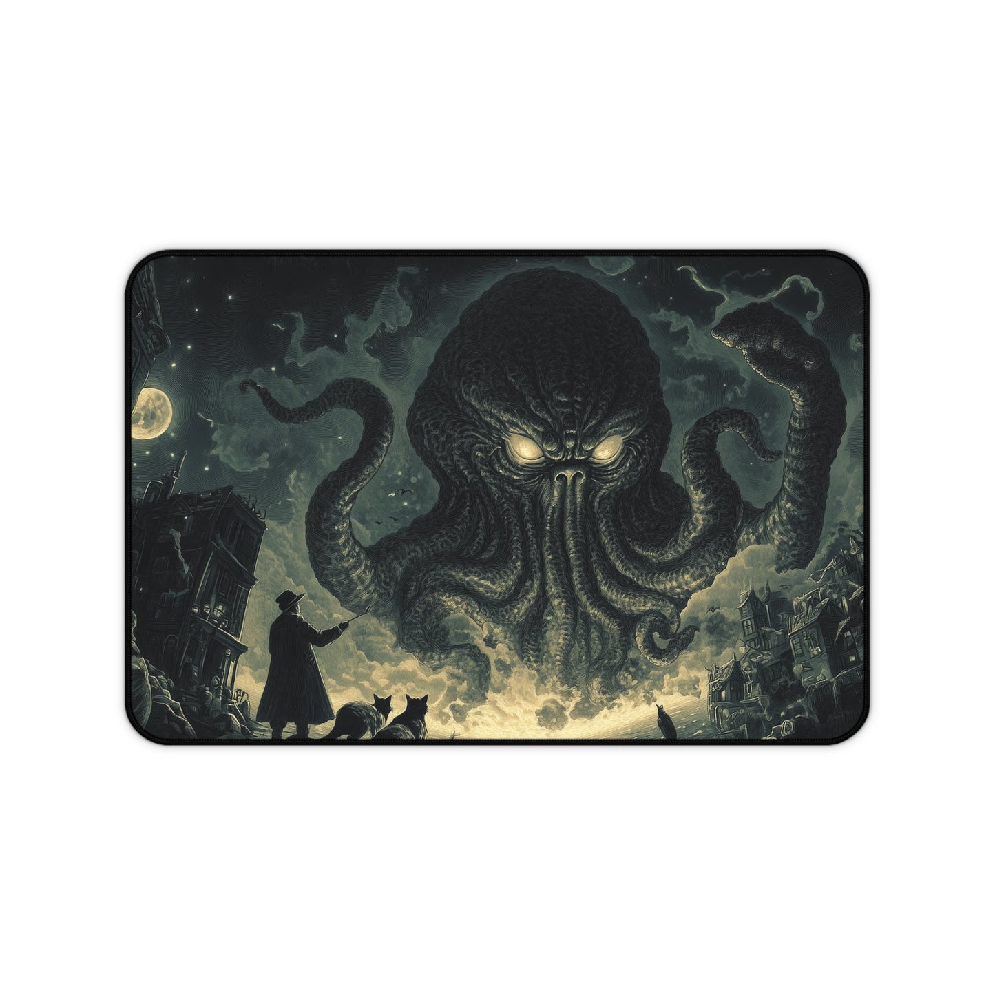 Cthulhu Cat Large Mouse Mat - H.P. Lovecraft Desk Pad - Cosmic Horror Gamer Mat