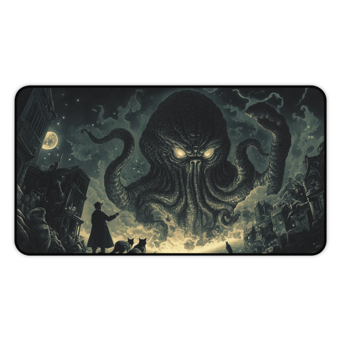 Cthulhu Cat Large Mouse Mat - H.P. Lovecraft Desk Pad - Cosmic Horror Gamer Mat