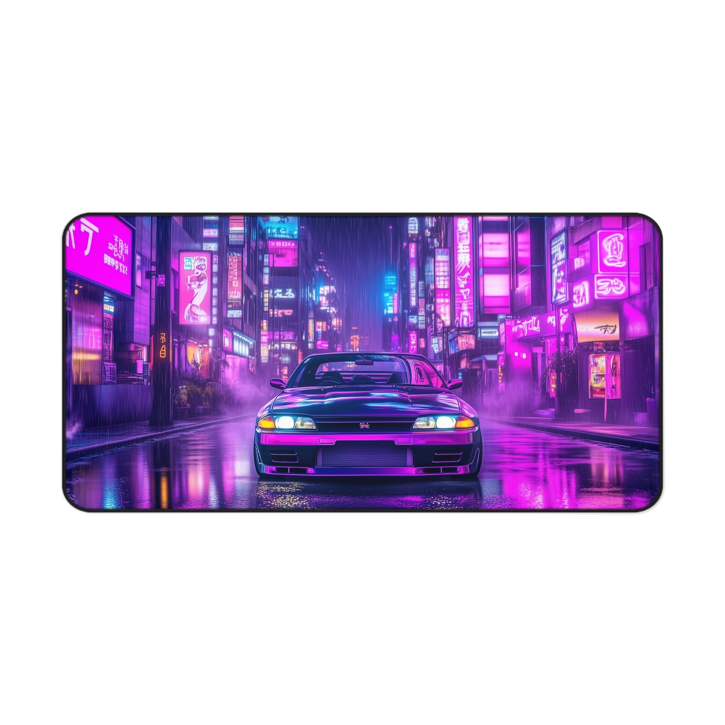 R32 Skyline Mouse Pad - Cyberpunk Gaming Mat with Iconic Car in Neon Night City, Large Desk Mat for Gamers and Office Use