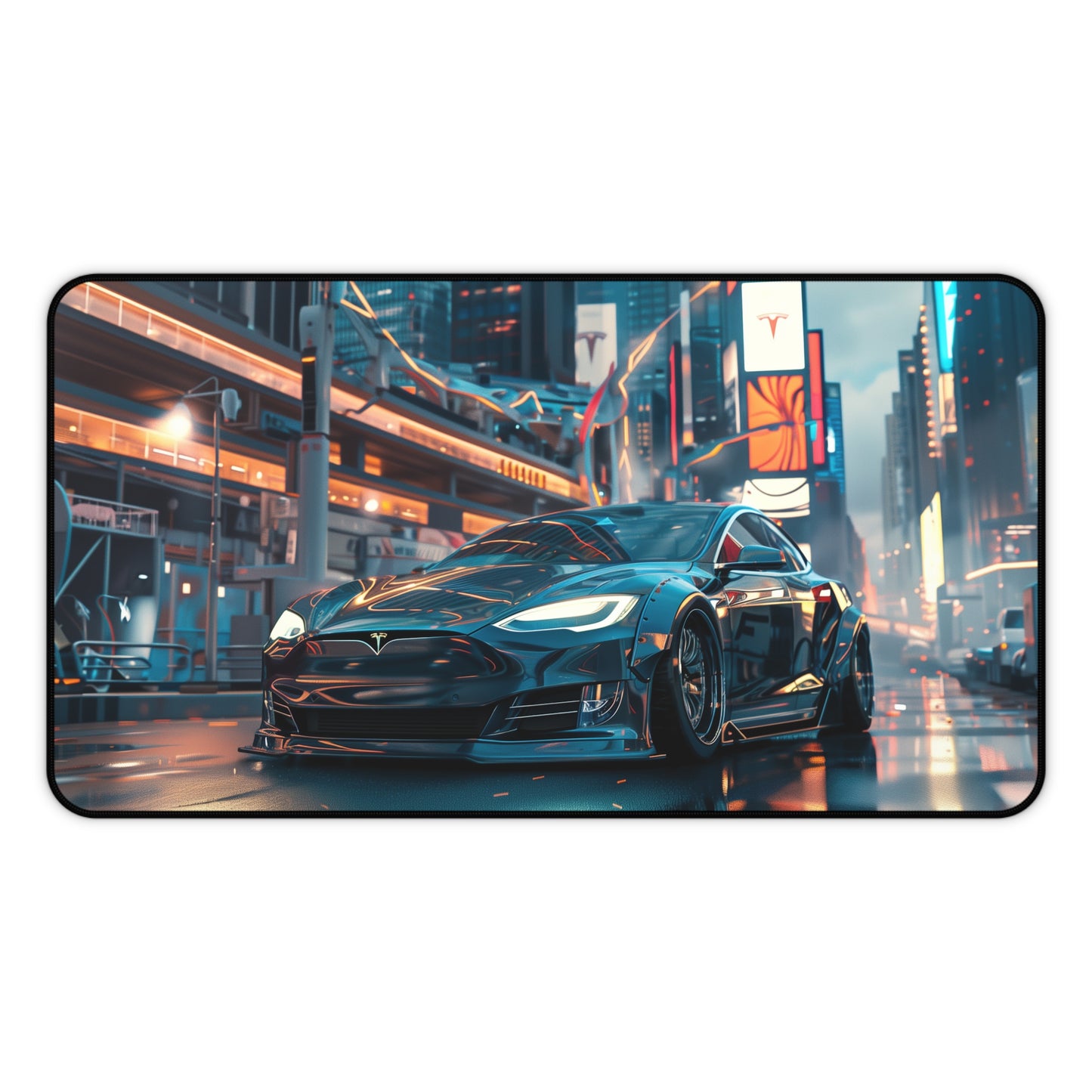 Large Tesla Model S Widebody Mouse Mat - Futuristic City