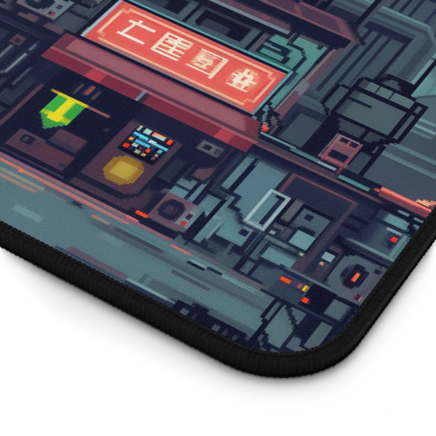 8-Bit Pixel Art Cyberpunk Industrial City Mouse Mat