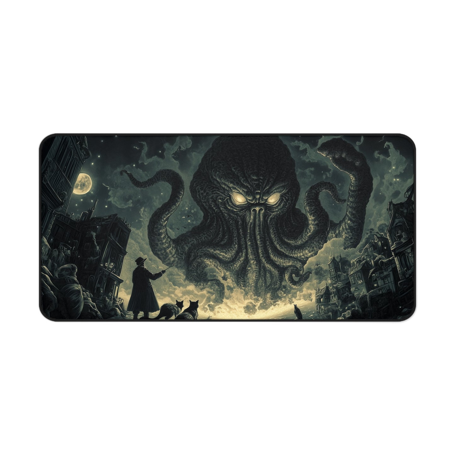 Cthulhu Cat Large Mouse Mat - H.P. Lovecraft Desk Pad - Cosmic Horror Gamer Mat