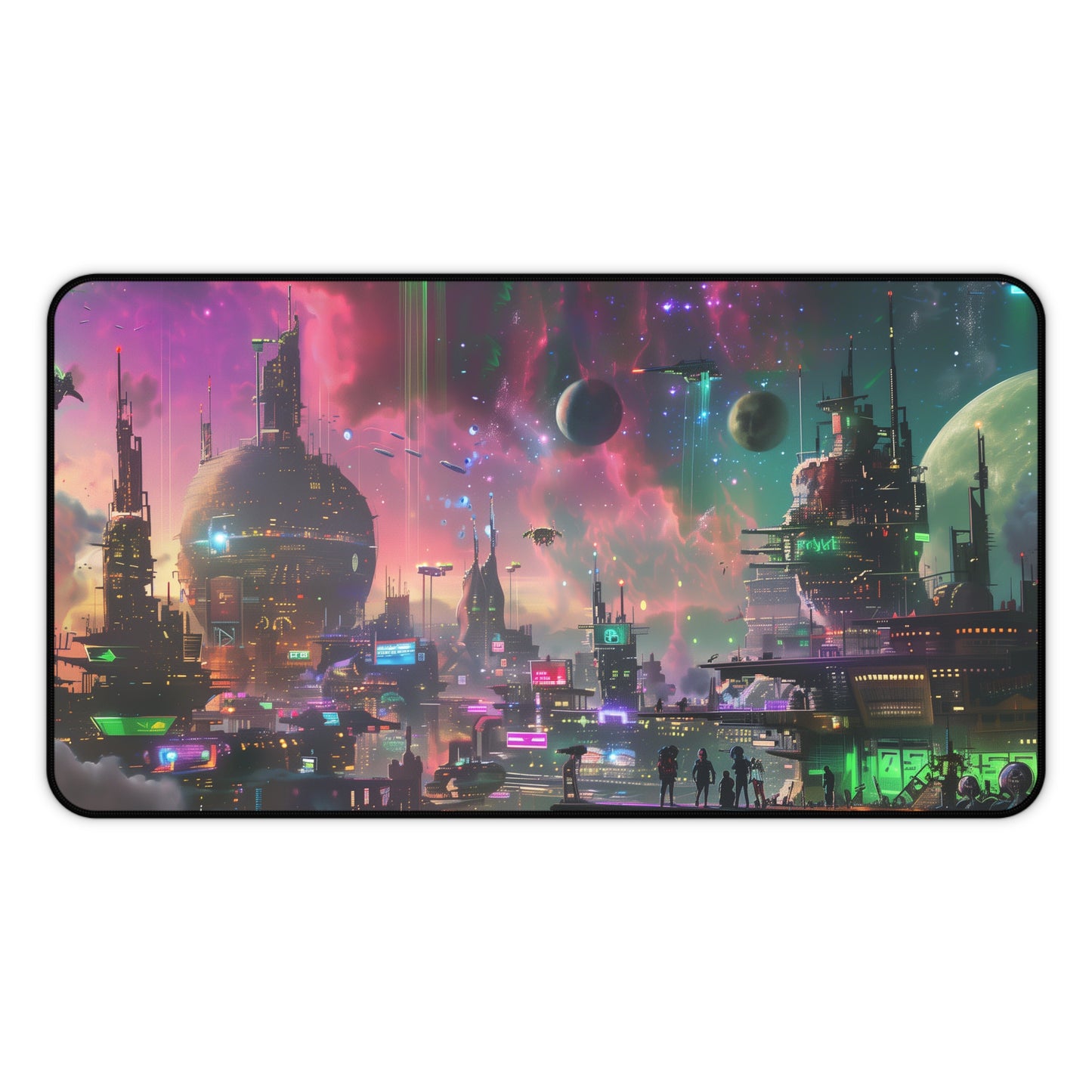 Space City Mouse Mat Vibrant Nebula Design