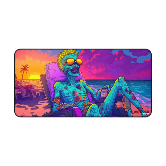 Large Cartoon Zombie Beach Mouse Pad | Quirky Sunbathing Zombie Design