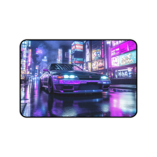 Nissan R32 Skyline Gaming Mouse Pad - Futuristic Cyberpunk Neon City Desk Mat for Smooth, Precise Mouse Movement