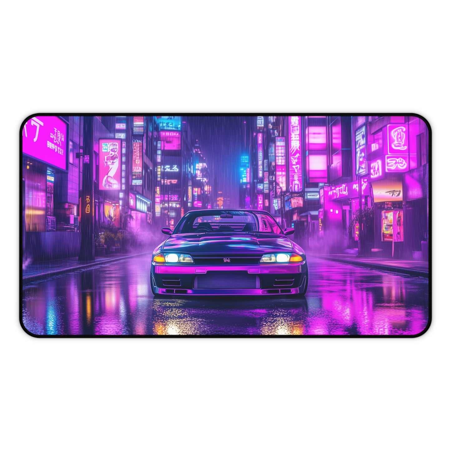 R32 Skyline Mouse Pad - Cyberpunk Gaming Mat with Iconic Car in Neon Night City, Large Desk Mat for Gamers and Office Use