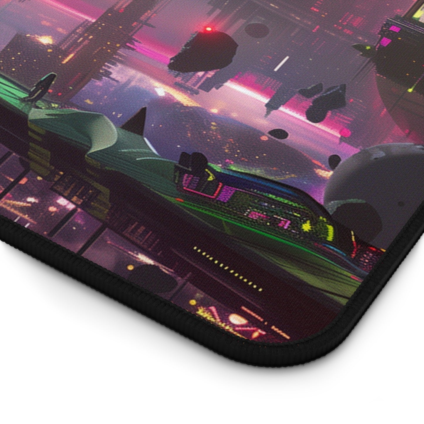 Futuristic Space City Mouse Mat - Vibrant Nebula Design