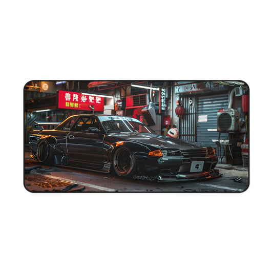 Black Nissan R32 Skyline Mouse Mat with Body Kit - Asian City Design