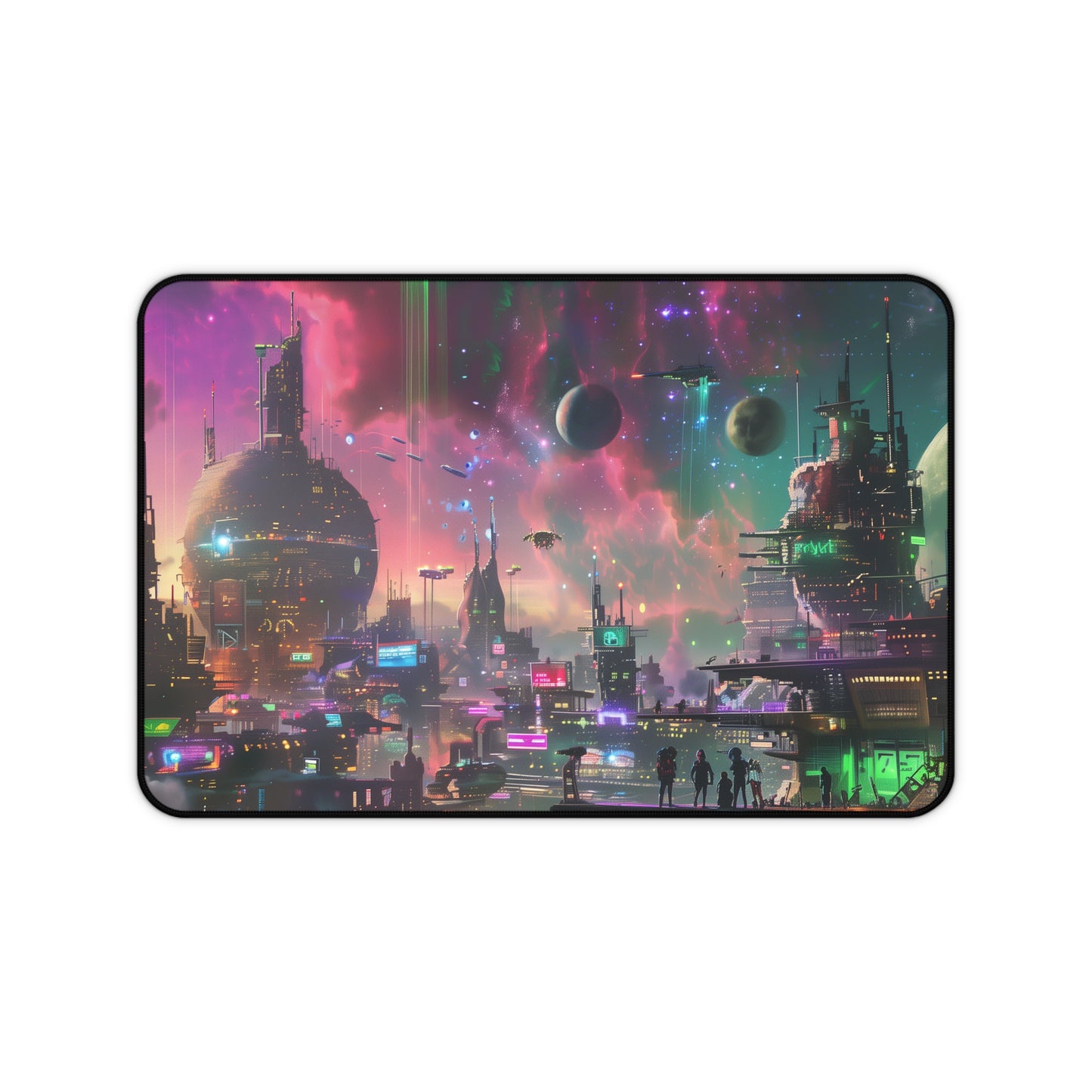 Space City Mouse Mat Vibrant Nebula Design